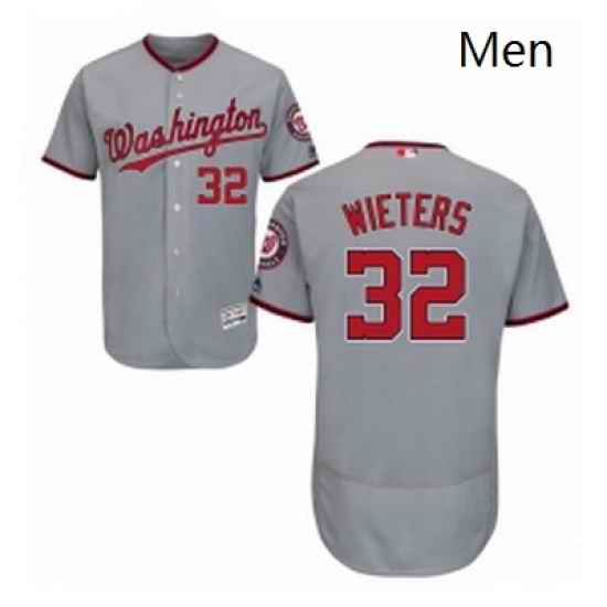 Mens Majestic Washington Nationals 32 Matt Wieters Grey Flexbase Authentic Collection MLB Jersey